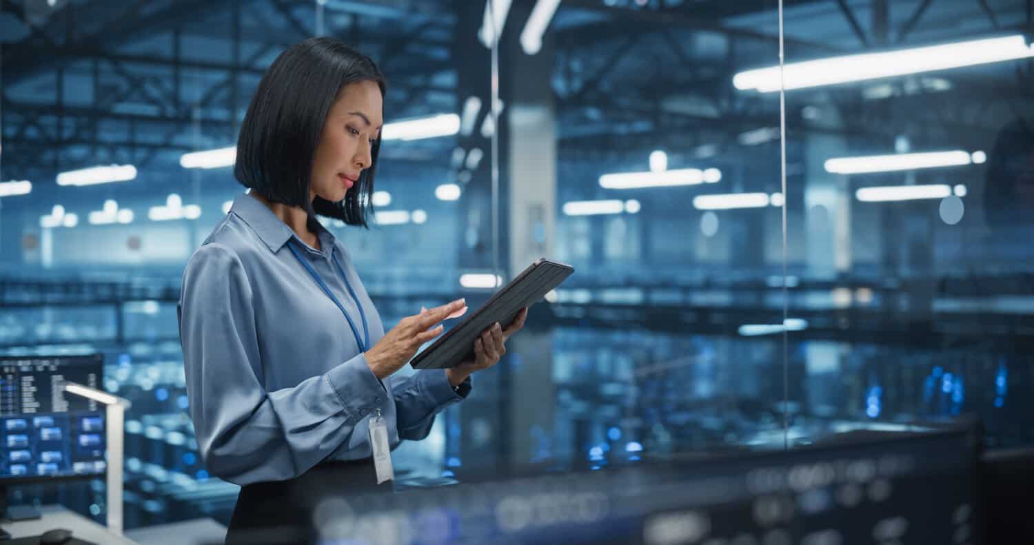 A woman checks operations at a cloud centre. Azure adoption trends are rising in Malaysia.