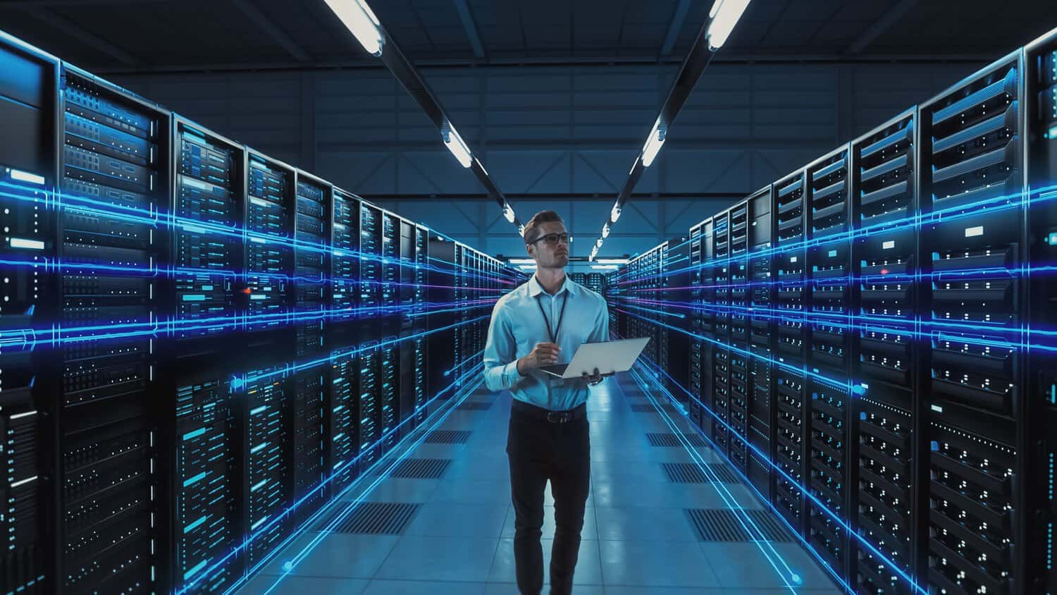 An engineer surveys cloud servers. Azure cloud services are picking up in Malaysia.