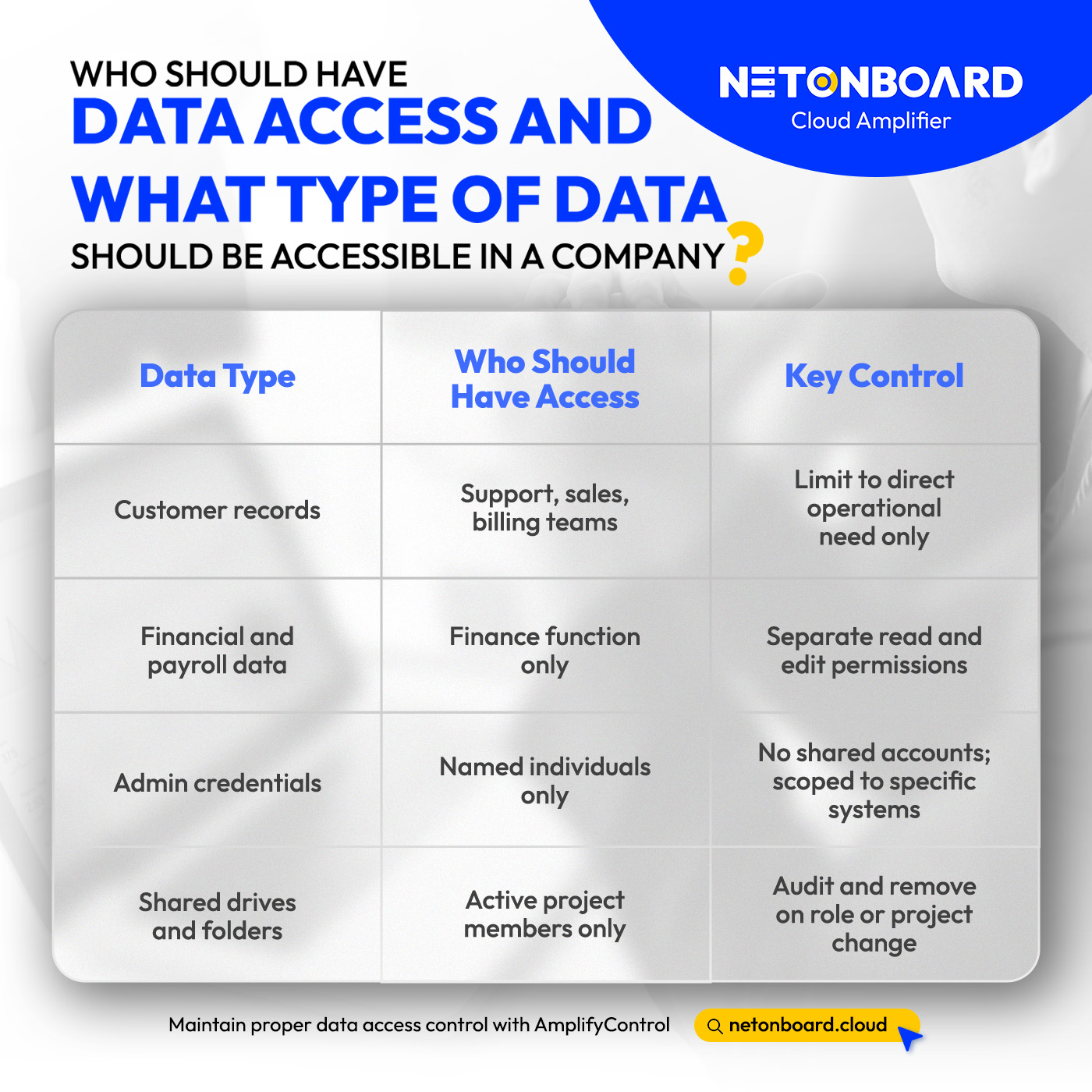 Who should have data access and what type of data should be accessible in a company?