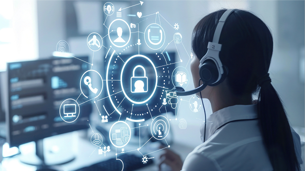 A customer support agent providing 24/7 support with tech.