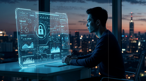 Stylised graphic of a worker providing seamless IT support.