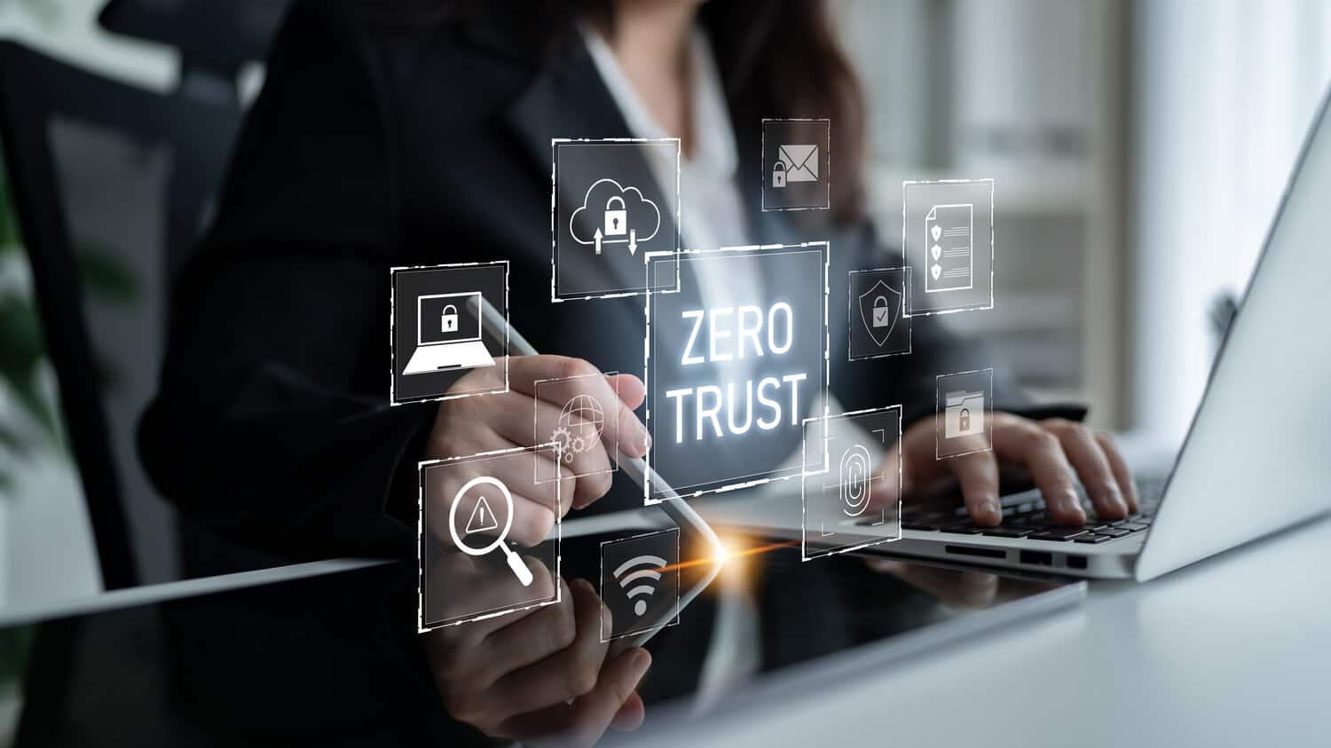 Security operations centre analyst monitoring identity and access alerts as part of zero trust cloud security.